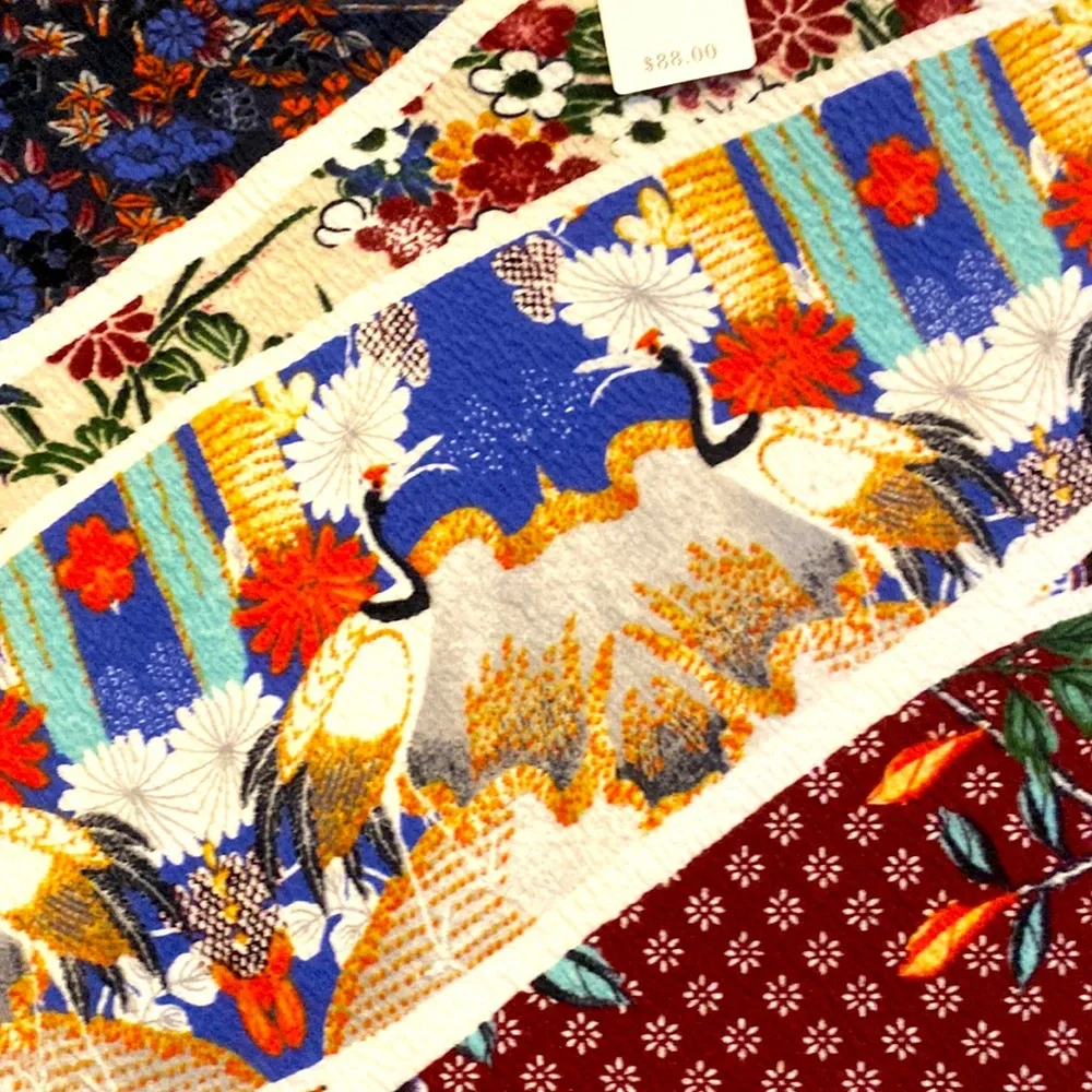 Anthropologie Multi-Color Crane Bird Patterned Midi Skirt